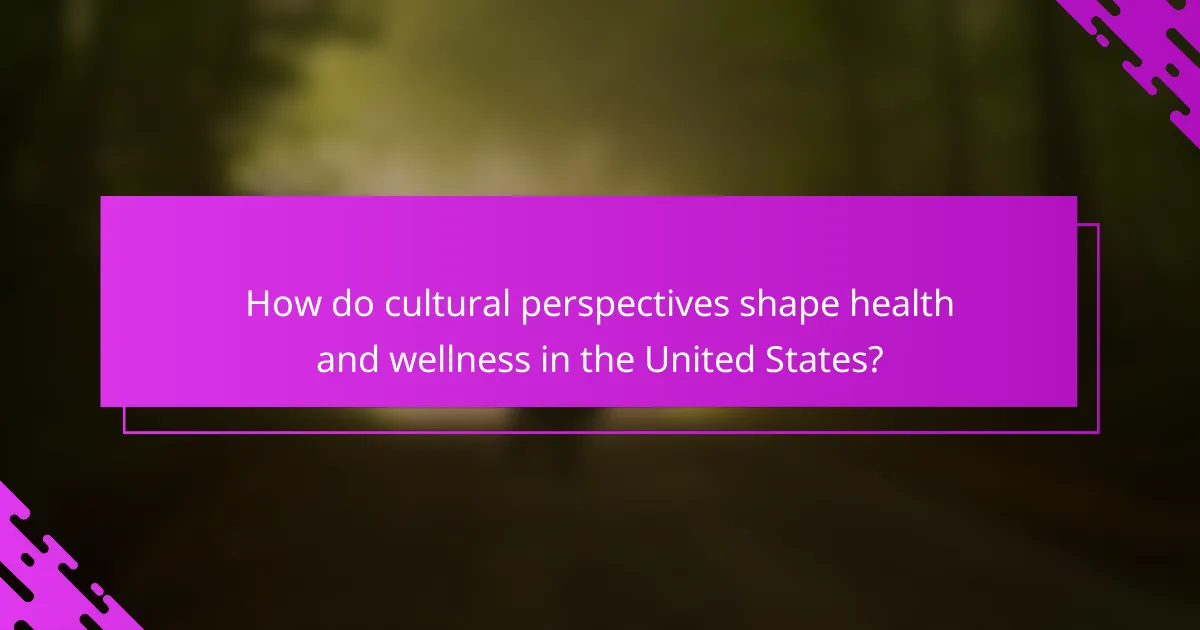 How do cultural perspectives shape health and wellness in the United States?